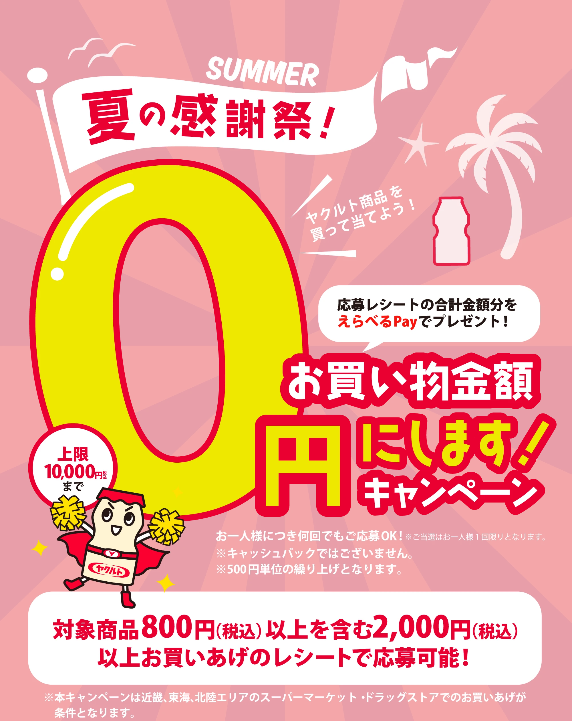 「ヤクルト」を買って当てよう!お買い物金額0円にしますキャンペーン